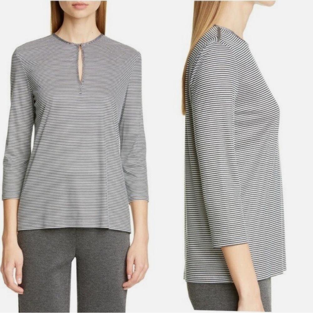 St John’s Mini Stripe 3/4 Sleeve Lightweight Knit Shirt Small